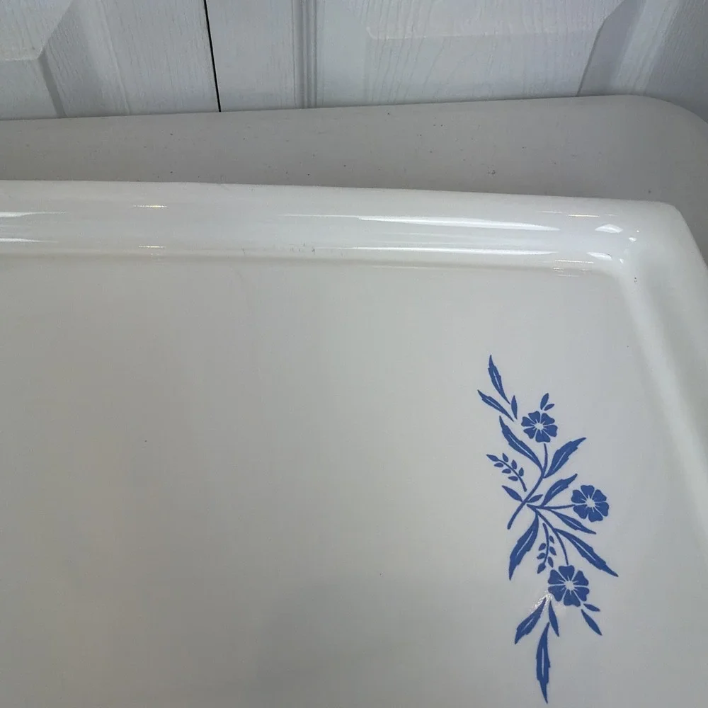 Vintage Corning Ware Cornflower Broil & Bake Tray With Serving Rack Stand P 35 B